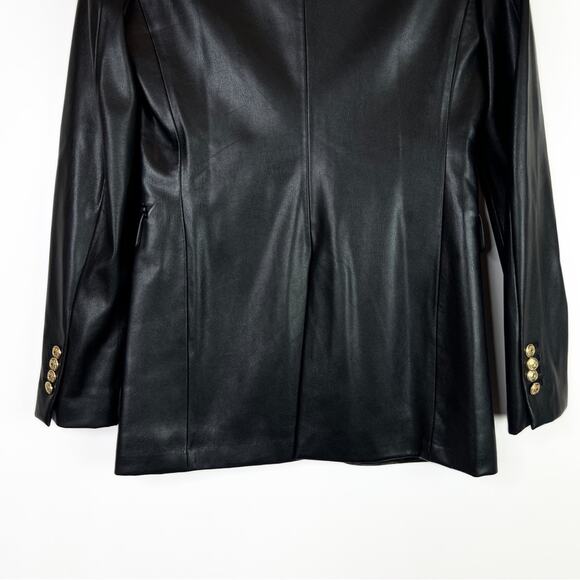 Zara Black Faux Leather Blazer With Gold Buttons. Blogger Fave. Like New. - Picture 11 of 16
